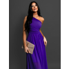 Tmavo fialové spoločenské dlhé šaty FLOAT
