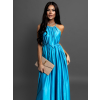 Tyrkysové dlhé saténové šaty MADES