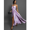 Svetlo fialové dlhé saténové šaty PERFECTLY