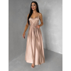 Zlaté saténové elegantné šaty YASMINE s rázporkom