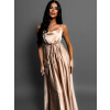 Zlaté saténové elegantné šaty YASMINE s rázporkom