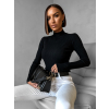 Čierny rebrovaný elegantný svetrík CLOELIA