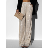 Krémové elegantné nohavice HEKATE s flitrami