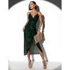 Smaragdové elegantné šaty AGUILO s flitrami