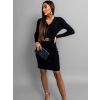 Černé úpletové šaty INKELT s páskem (Veľkosť ONESIZE)
