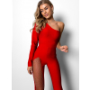 Červený elegantný overal PALLIS na jedno rameno