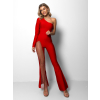 Červený elegantný overal PALLIS na jedno rameno