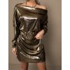 Zlaté metalické šaty HAIMON (Veľkosť ONESIZE)