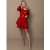 Červené trblietavé šaty KADMOS s flitrami a opaskom