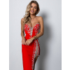 Červené spoločenské šaty HEKUBA s kamienkami