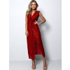 Červené trblietavé šaty CHORILAT s flitrami