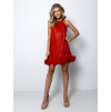 Červené elegantné šaty LUCRETIA s flitrami