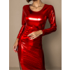 Červené metalické midišaty SILVANUS