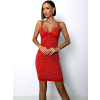 Červené koktailové šaty TEUKROS s kamienkami