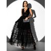 Černé dlouhé tylové šaty FOIDRA s flitry (Veľkosť M)