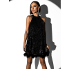 Čierne koktailové šaty LUCRETIA s flitrami