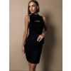Čierne metalické šaty OIBALOS s prestrihom