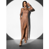 Hnedé večerné zdobené šaty KARMENTA