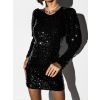 Černé koktejlové šaty TISIFONE s flitry (Veľkosť ONESIZE)