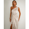 Krémové elegantné šaty LIBIOSI na jedno rameno