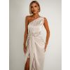 Krémové elegantní šaty LIBIOSI na jedno rameno (Veľkosť ONESIZE)