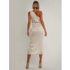 Krémové elegantní šaty LIBIOSI na jedno rameno (Veľkosť ONESIZE)