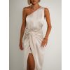 Krémové elegantní šaty LIBIOSI na jedno rameno (Veľkosť ONESIZE)