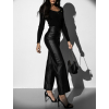 Čierne štýlové koženkové nohavice GALATEIA
