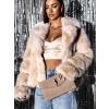 Krémový krátký faux fur kožíšek NIREUS (Veľkosť M/L)