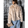 Krémový krátký faux fur kožíšek NIREUS (Veľkosť M/L)