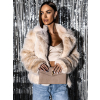 Krémový krátký faux fur kožíšek NIREUS (Veľkosť M/L)