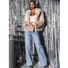Krémový krátký faux fur kožíšek NIREUS (Veľkosť M/L)