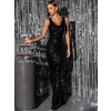 Čierne trblietavé dlhé šaty SOMNUS s flitrami