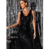 Čierne trblietavé dlhé šaty SOMNUS s flitrami