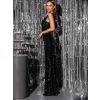 Černé třpytivé dlouhé šaty SOMNUS s flitry (Veľkosť ONESIZE)