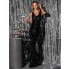 Černé třpytivé dlouhé šaty SOMNUS s flitry (Veľkosť ONESIZE)