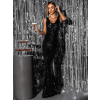 Čierne trblietavé dlhé šaty SOMNUS s flitrami