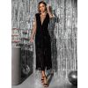 Černé třpytivé elegantní šaty CHORILAT s flitry (Veľkosť ONESIZE)