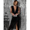 Černé třpytivé elegantní šaty CHORILAT s flitry (Veľkosť ONESIZE)