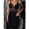 Čierne koktailové šaty DENKY s kamienkami