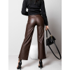 Tmavo hnedé štýlové koženkové nohavice GALATEIA