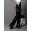 Čierne štýlové koženkové nohavice ELETRA so zipsami