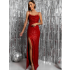 Červené trblietavé elegantné šaty MEYLAN s flitrami