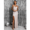 Strieborné trblietavé šaty MEYLAN s flitrami