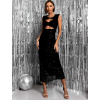 Čierne trblietavé šaty YANAMARI s prestrihmi
