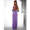 Fialové trblietavé dlhé šaty AROGANTISEL s flitrami