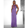 Fialové trblietavé dlhé šaty AROGANTISEL s flitrami