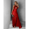 Červené večerné dlhé šaty AROGANTISEL s flitrami