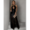 Čierne spoločenské dlhé šaty AROGANTISEL s flitrami