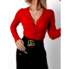 Červené elegantní body MALAYA s dlouhým rukávem (Veľkosť ONESIZE)